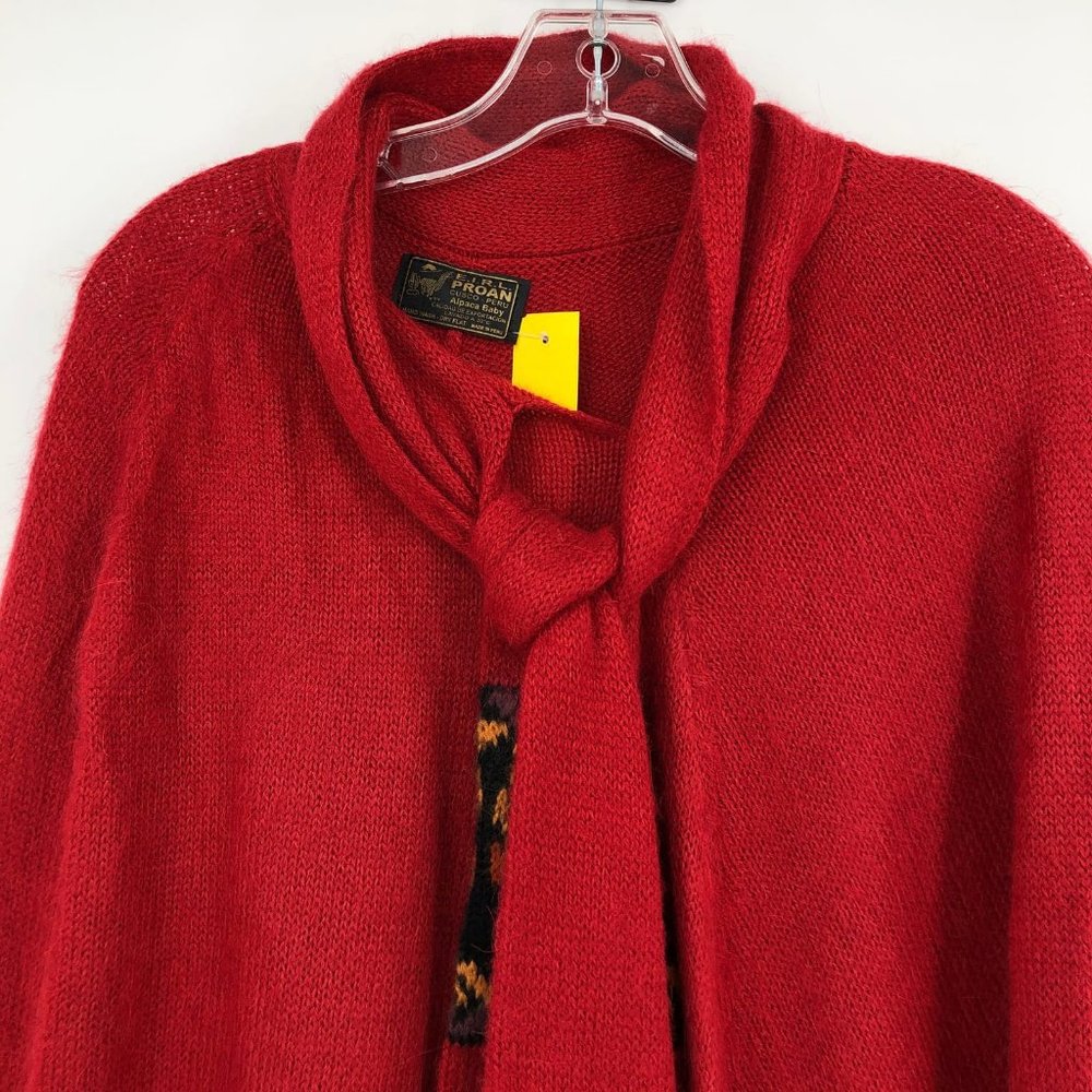 Vibrant Red Sleeveless Poncho | Versatile for All Seasons - Picture 5 of 6